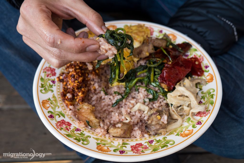 Bhutan eating with hands